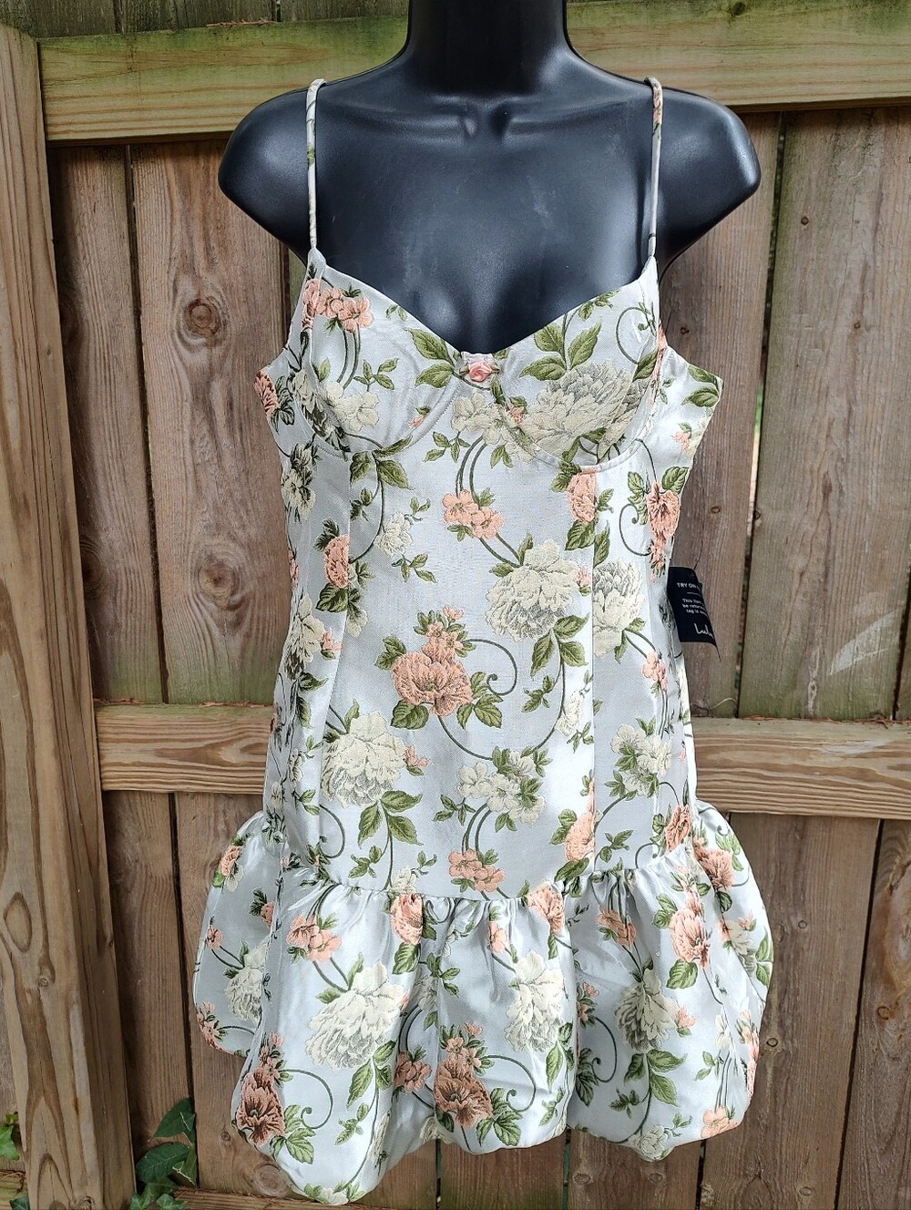 🏵️ Lulu's Kimi Mint Floral Print Jacquard Cocktail Drop Waist Mini Dress